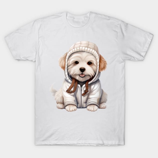 Winter Coton De Tulear Dog T-Shirt by Chromatic Fusion Studio